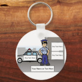 Personeel van de politie - Mannelijke Cartoon Sleutelhanger (Voorkant)