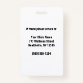 Personeel van het klinisch ziekenhuis badge (Achterkant)