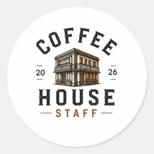 ☕ Personeel van koffiehuis Vintage Cafeteamlogo ☕ Ronde Sticker