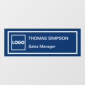 Personeel van Navy Blue Corporate Logo Company Raamsticker (Vel)