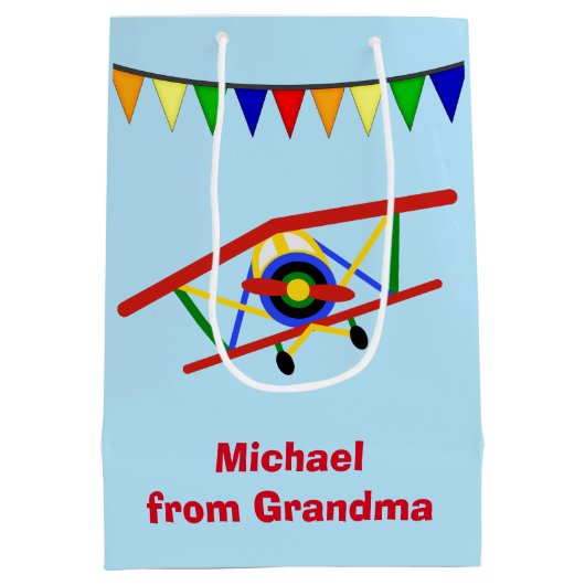 Personeel vliegtuig medium cadeauzakje (Achterkant)