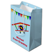 Personeel vliegtuig medium cadeauzakje (Achterkant Gekanteld)