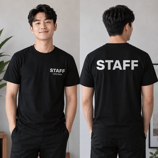 Personeel Voor Naam Achterkant Print Uniform T-shirt