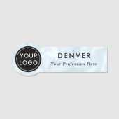 Personeel voor zakelijk logo bleek blauw grijs naamplaatje (Voorkant)