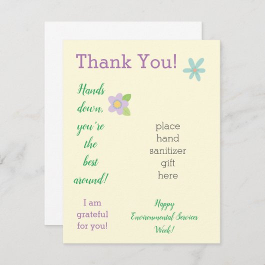 Personeel waardering week hand sanitizer cadeaubon informatiekaartje (Voorkant / Achterkant)