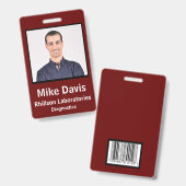 Personeels-ID-badge bordeauxrode verticale ontwerp Badge (Voor- en achterkant)