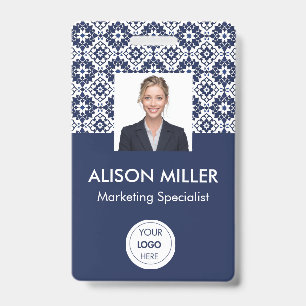 Personeels-ID-badge – foto, logo en naam (marinebl Badge