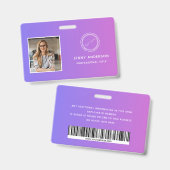 Personeels-ID-badge met foto, barcode, logo en naa Badge (Voor- en achterkant)