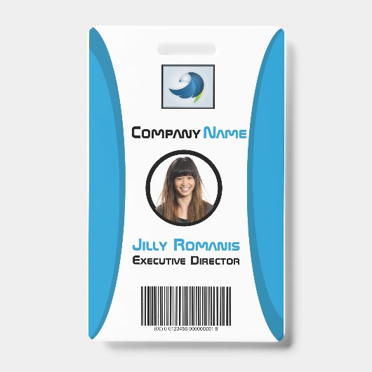 Personeels-ID-badge moderne teal verticale ontwerp Badge (Voorzijde)