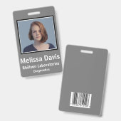 Personeels-ID-badge Staalgrijs Verticaal Design Badge (Voor- en achterkant)
