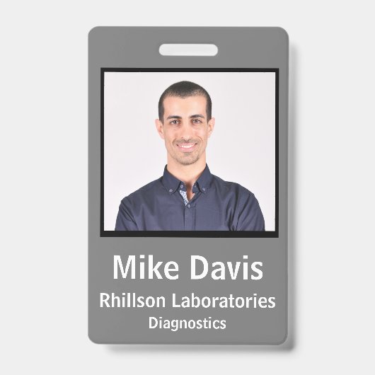 Personeels-ID-badge Stone Gray Verticaal ontwerp Badge (Voorzijde)