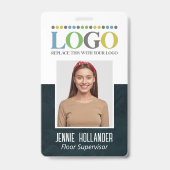Personeels-ID Donker Professioneel Uw Logo Hier Badge (Voorzijde)