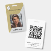 Personeels-ID Foto QR-code Gouden Kleur Logo Badge (Voor- en achterkant)