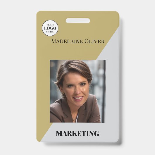 Personeels-ID Foto QR-code Gouden Kleur Logo Badge (Voorzijde)