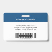 Personeels-ID-fotologo streepjescode blauw Badge (Achterkant)