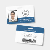 Personeels-ID-fotologo streepjescode blauw Badge (Voor- en achterkant)