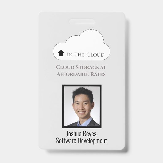 Personeels-ID Lichtgrijs & Zwart Verticaal Badge (Voorzijde)