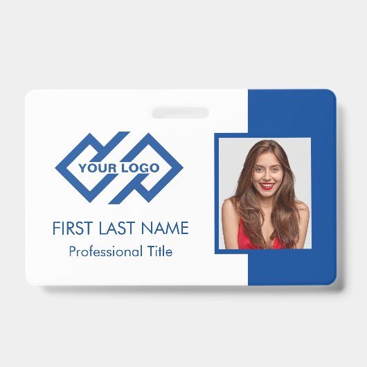 Personeels-ID met blauwe logo | Foto ID-badge Badge (Voorzijde)