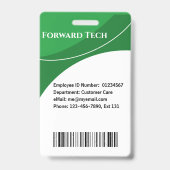 Personeels-ID Moderne groene krullen Badge (Achterkant)