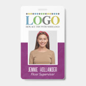 Personeels-ID Paars Professioneel Uw Logo Hier Badge (Voorzijde)
