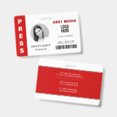 Personeels-ID persfoto sjabloon rood Badge (Voor- en achterkant)