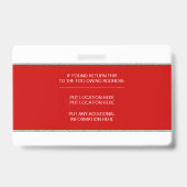 Personeels-ID perskaart sjabloon rood Badge (Achterkant)