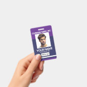 Personeels- / schoolfoto badge - Paars & Marinebla (Handheld)