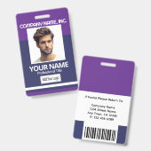 Personeels- / schoolfoto badge - Paars & Marinebla (Voor- en achterkant)