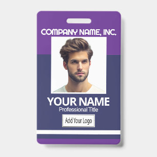 Personeels- / schoolfoto badge - Paars & Marinebla