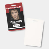 Personeels- / Schoolfoto Badge - Zwart en Donkerro (Voor- en achterkant)