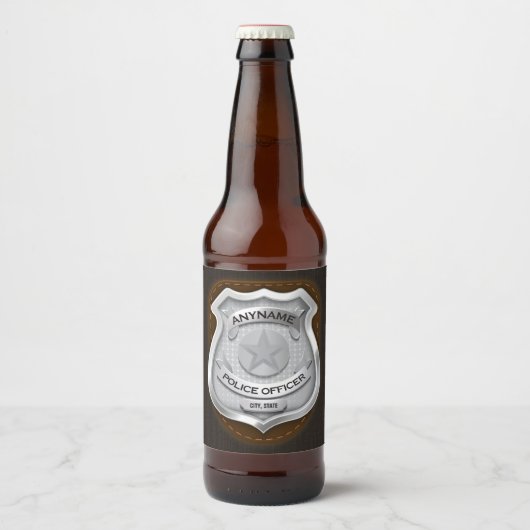 Personeelsagent Sheriff Cop NAME Badge Bier Etiket (Voorkant)