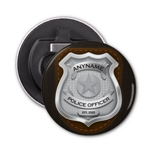 Personeelsagent Sheriff Cop NAME Badge Button Flesopener (Voorkant)