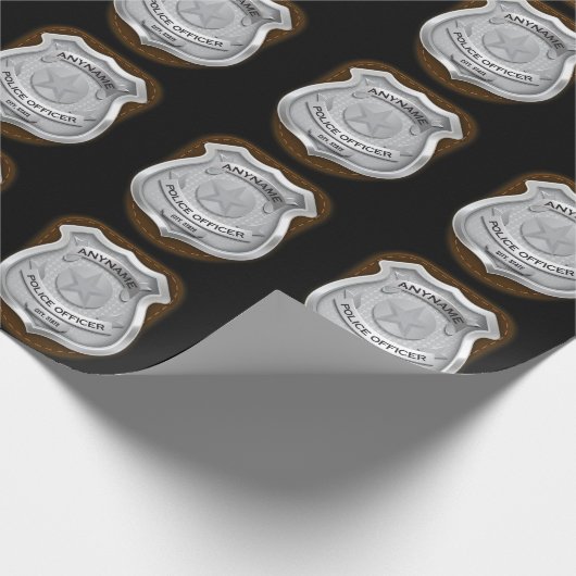 Personeelsagent Sheriff Cop NAME Badge Cadeaupapier (Hoek)