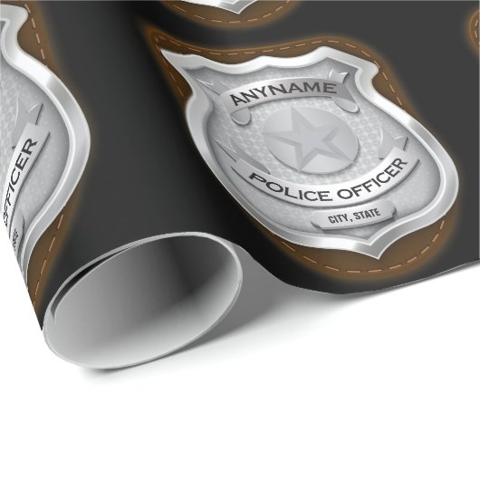 Personeelsagent Sheriff Cop NAME Badge Cadeaupapier (Rol Hoek)