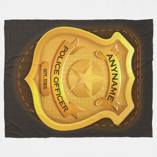 Personeelsagent Sheriff Cop NAME Badge Fleece Deken (Voorkant (Horizontaal))