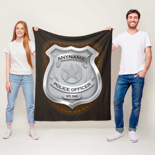 Personeelsagent Sheriff Cop NAME Badge Fleece Deken (In situ)