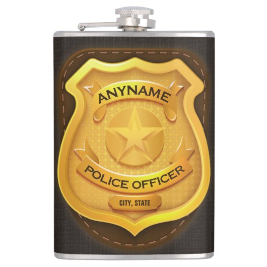 Personeelsagent Sheriff Cop NAME Badge Heupfles (Voorkant)