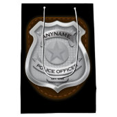 Personeelsagent Sheriff Cop NAME Badge Medium Cadeauzakje (Achterkant)