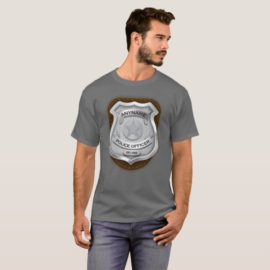 Personeelsagent Sheriff Cop NAME Badge T-shirt (Voorkant volledig)