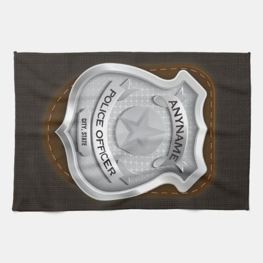 Personeelsagent Sheriff Cop NAME Badge Theedoek (Horizontaal)