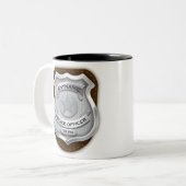 Personeelsagent Sheriff Cop NAME Badge Tweekleurige Koffiemok (Voorkant links)