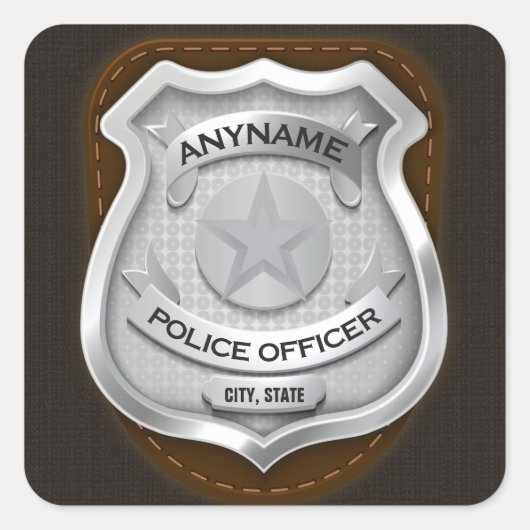 Personeelsagent Sheriff Cop NAME Badge Vierkante Sticker (Voorkant)