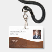 Personeelsbadge Brown Professioneel ID-badge met s Badge (Voorzijde met lanyard)