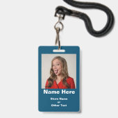 Personeelsbadge foto met winkelnaam badge (Voorzijde met lanyard)