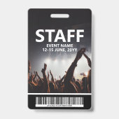 Personeelsbadge met barcode aangepaste evenementen badge (Voorzijde)