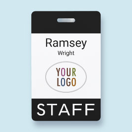 Personeelsbadge met moderne naam en eigen logo Zwa Badge