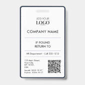 Personeelsbadge met Navy Blue QR-code en foto-iden Badge (Achterkant)