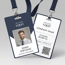 Personeelsbadge met Navy Blue QR-code en foto-iden Badge