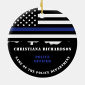Personeelsbediende mam Cop Thin Blue Line Keramisch Ornament (Achterkant)