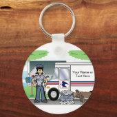 Personeelsbediende postdiensten - Cartoon Vrouw Sleutelhanger (Voorkant)